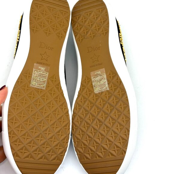 DIOR Lucky Charms Signature Satin Low Top Flat Sneakers Trainers Black - Picture 14 of 15